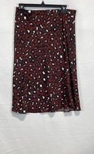 Loft Women's Red Leopard Print Midi Slip Skirt Size M Petite NWT
