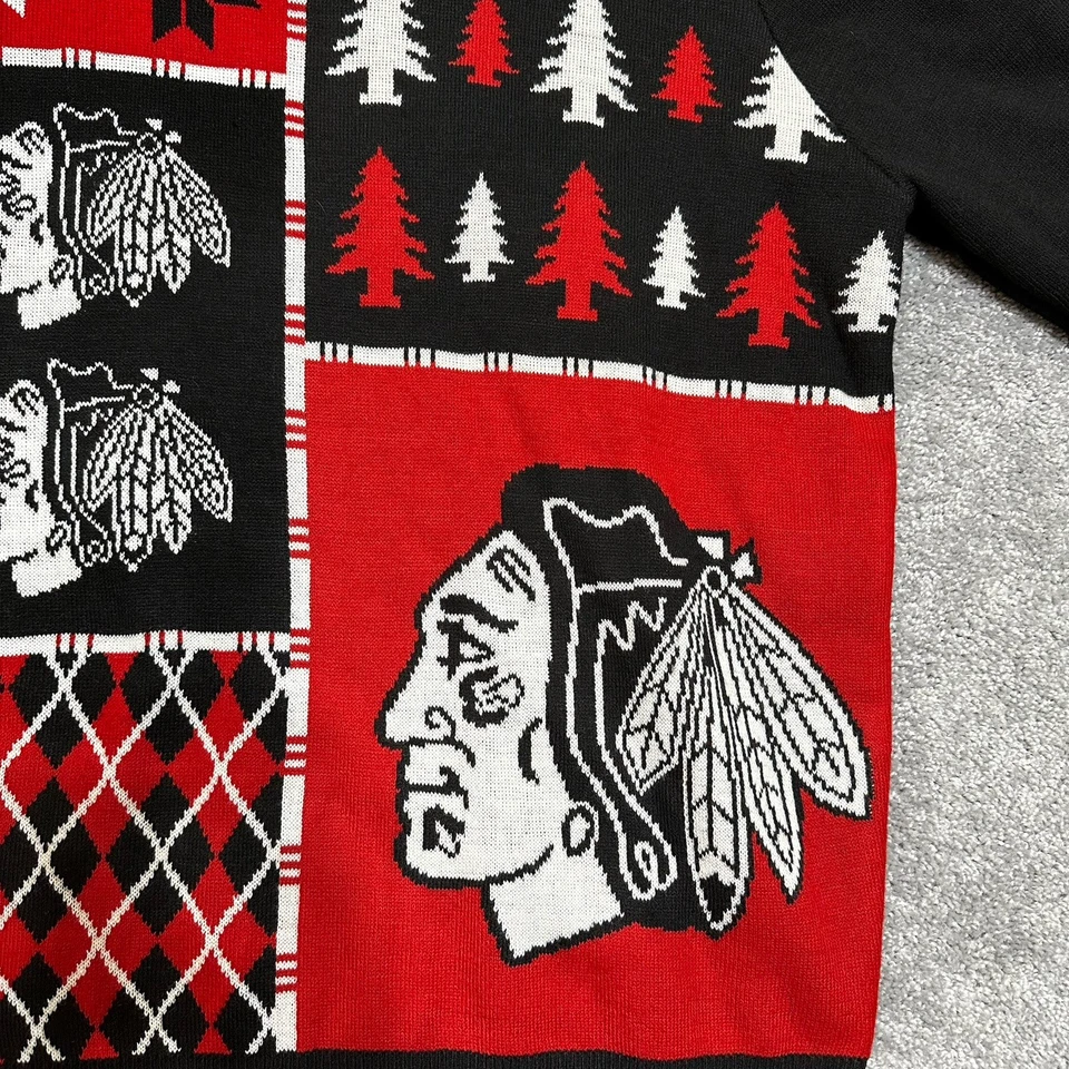 Suéter para hombre Chicago Blackhawks XL Navidad geométrico bloques de colores NFL Foto 3 de 4
