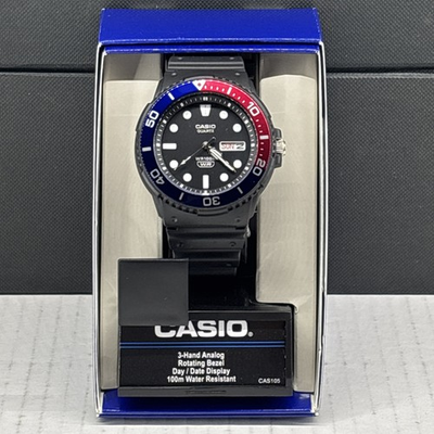#ad CASIO MRW230H 1E2 Marine Inspired Analog Diver Style Blue Red Watch NEW IN BOX $39.99
