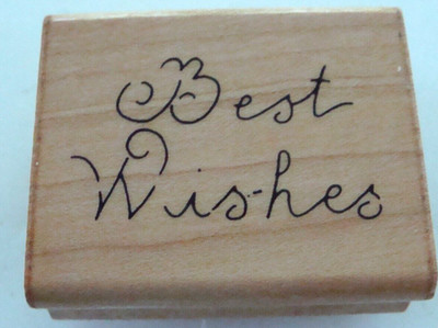 JRL Design Co BEST WISHES Wood Mounted Red Rubber Script Text Stamp