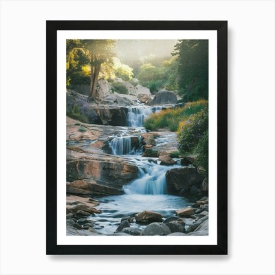 Wasserfall im Wald 1 Kunstdruck gerahmt Wandbild Poster Leinwanddruck Bild