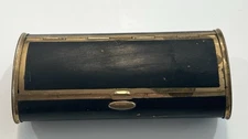 Vintage Black & Gold Tons Lipstick Metal Case Cigarette Holder Powder Compact