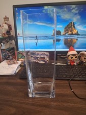 12" Tall Clear Glass Square Rectangular Vase Modern Floral Centerpiece Decor