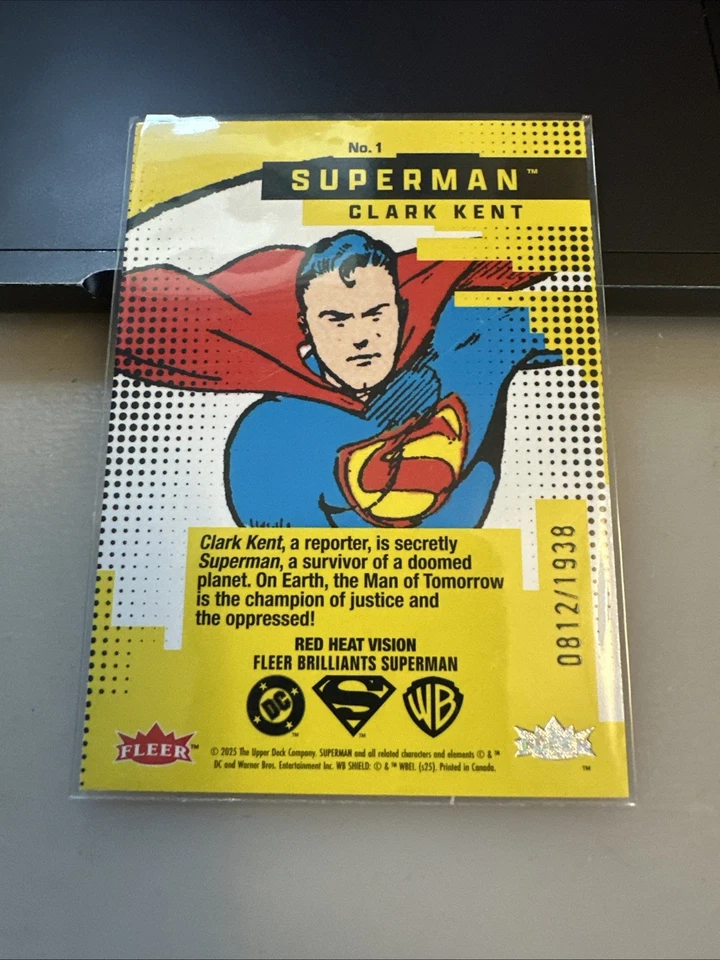 2025 Fleer Brilliants Superman /1938 Red Heat Vision #1 - Image 2 of 2