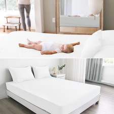Twin Fitted Sheet, Soft Deep Pocket Bed Sheets for Kids, Cooling, White