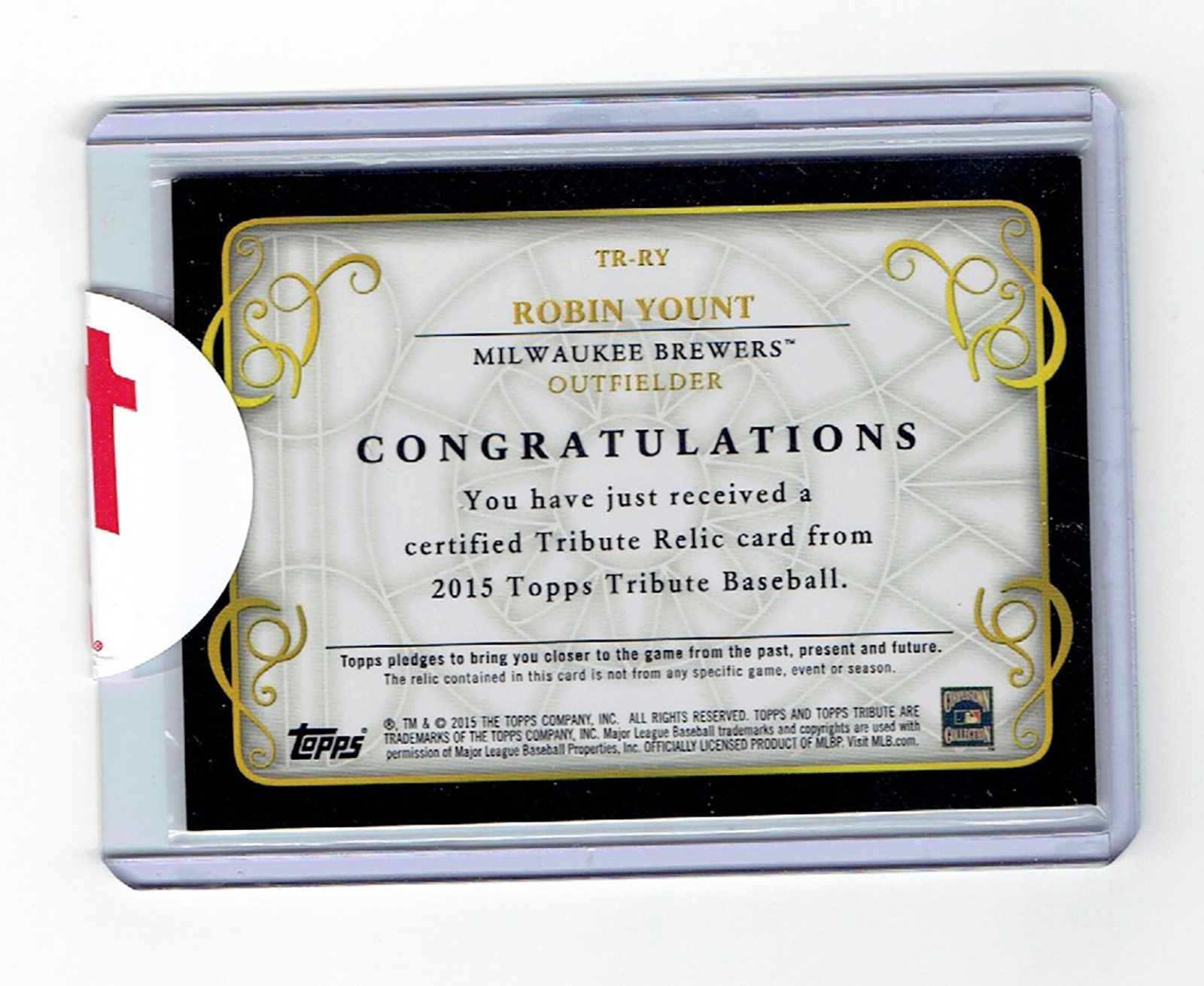 Robin Yount 2015 Topps Tribute Relics 037/150 Game Used Jersey GREEN Sealed HOF view 2