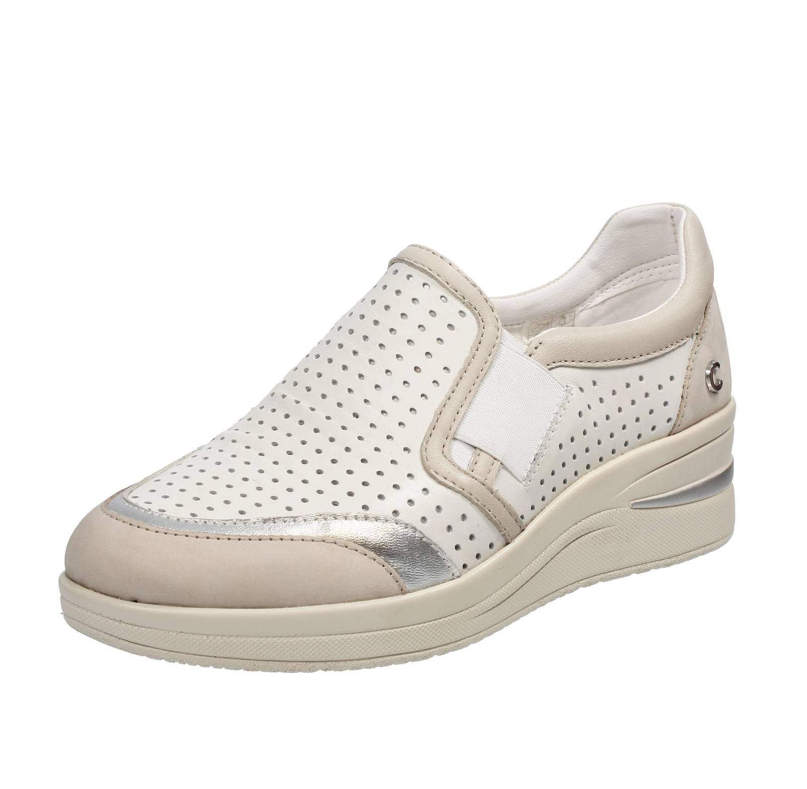 Мягкие слипоны Cinzia от Pelle Con Zeppa Bianco - Taglia 39 [25 см] Scarpe Donna