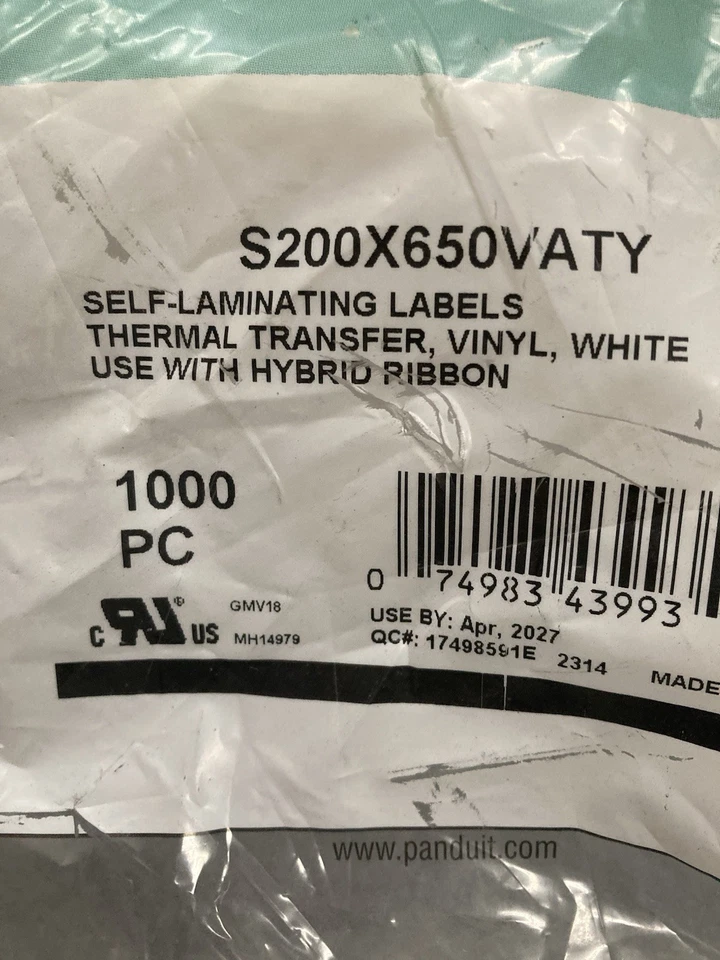 1 Roll Panduit S200X650VATY Self Laminating Labels - Image 2 of 3