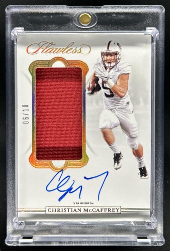 2021 Panini Flawless Christian McCaffrey 2020 Patch Auto Gold #/10 Damaged