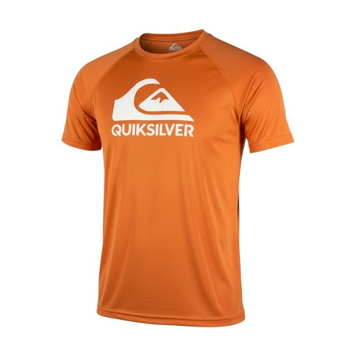 Quiksilver Mens Performance T Shirt Surf Logo Orange Size L Active Outdoor