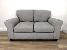 SOFA 2 Seater Grey Fabric Removable Seat Back Cushions Black Feet FREE DELIVERY