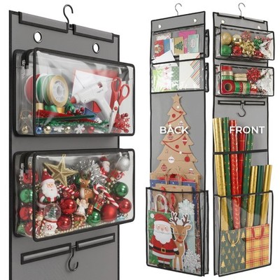 Wrapping Organizer 63''   Double-Sided Vertical Gift Wrap Holder with 4 Zipper...