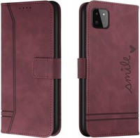 HandyhüLle Klappbar Leder Flip Case Bordeauxrot Mit Kartenfach FüR Galaxy A22 5G