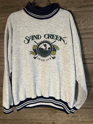 VTG  Gear For Sports  90s Country Club Theme Sweatshirt Size L Light Gray W/Navy