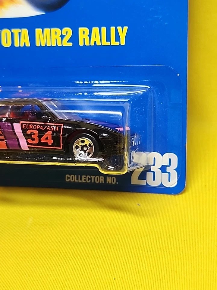 1991 HOT WHEELS BLUE CARD TOYOTA MR2 RALLY #233 BLACK W/ 5 SP WHEELS NIP 🔥(A3) - Image 3 of 4