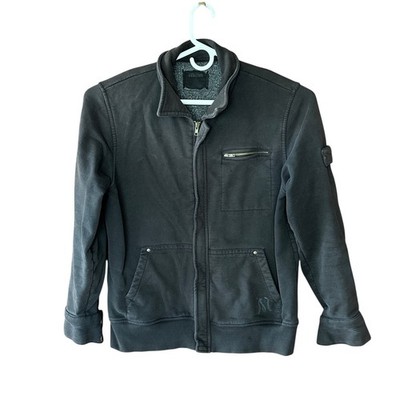 Mavi Canvas Chore Jacket Mens Large Gray Utility Field Full Zip Fleece Lined
