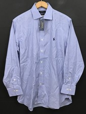NWT Polo Ralph Lauren Men's Blue Easy Care Cotton Stretch Dress Shirt 16 - 32/33