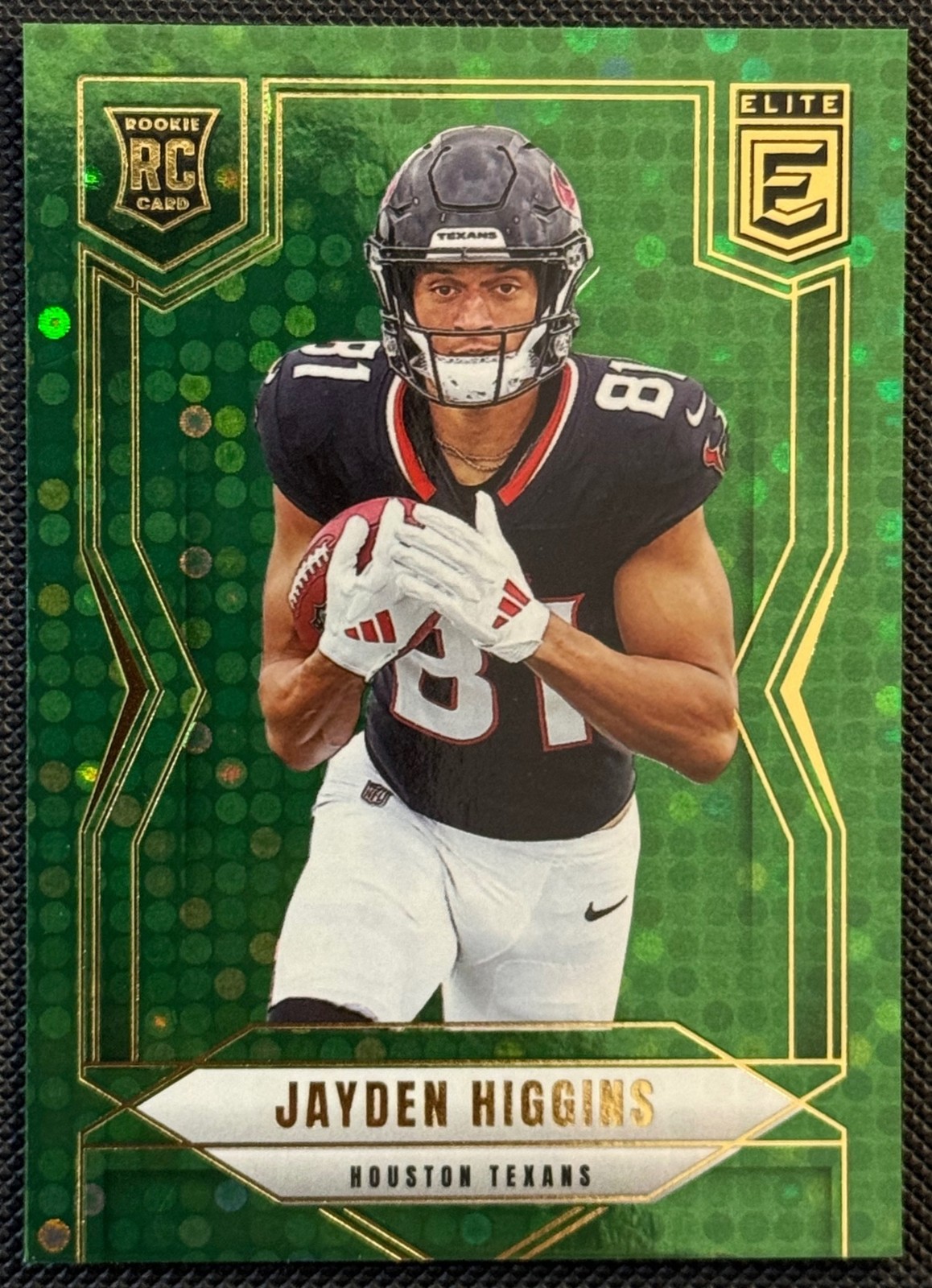 2025 Panini Football Donruss Elite Jayden Higgins Rookies Green Disco #134 RC