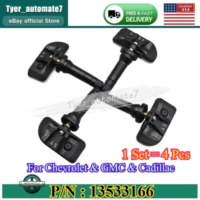 #ad 4pcs Tire Pressure Sensor FOR 2021 Chevrolet Tahoe Suburban 13542523 13533166 $27.17