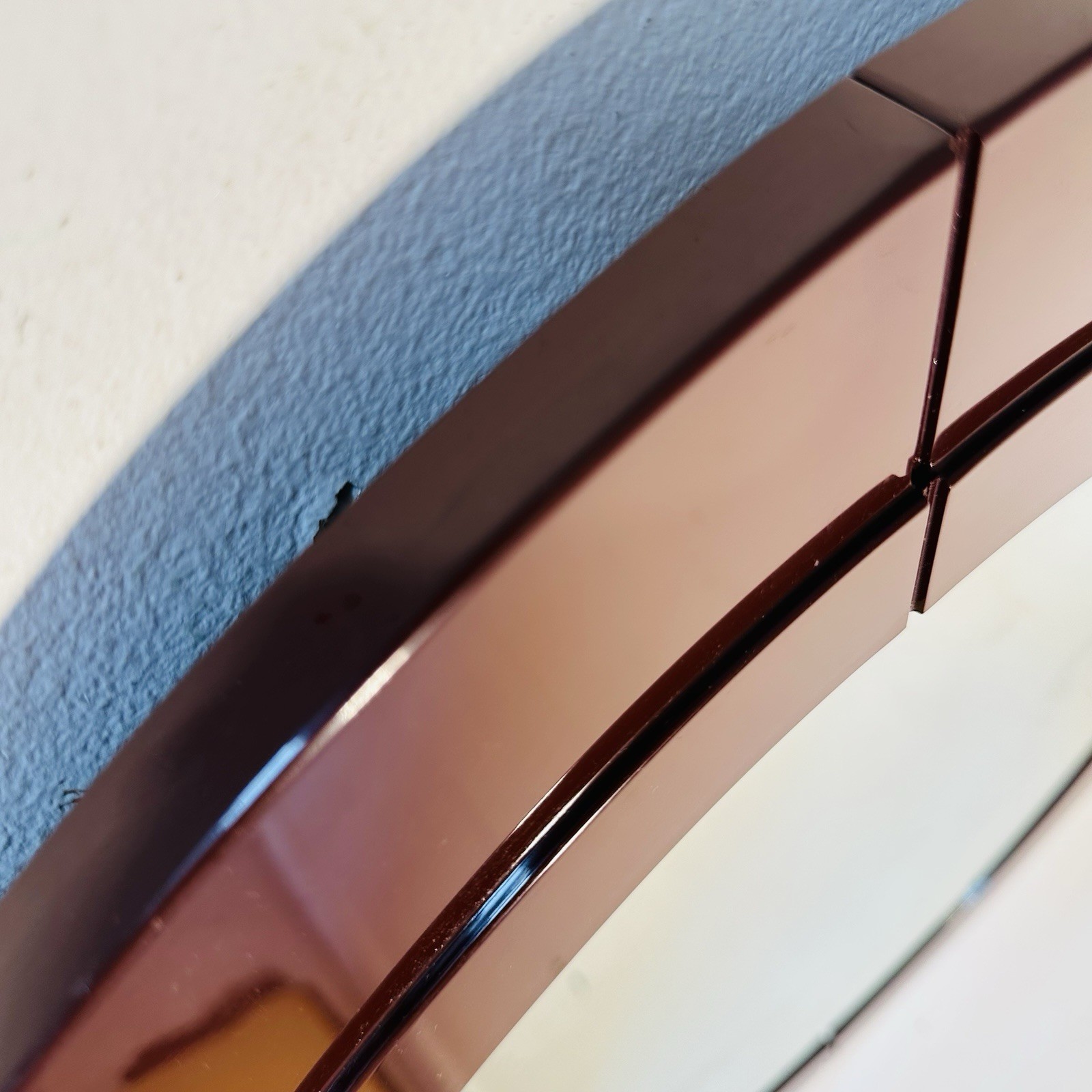 Vintage Round Mirror Kartell Design Anna Castelli Ferrieri 1972 Brown