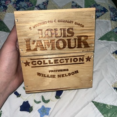 LOUIS L'AMOUR Collection Featuring Willie Nelson 7 Stories on 4 CD's Wooden Box