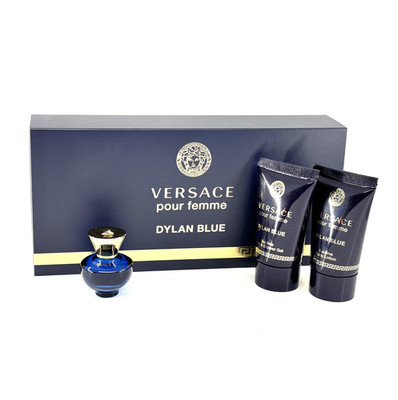 SET VERSACE DYLAN BLUE for woman Eau de parfum 5 ml 0.17 fl oz, body lotion, gel