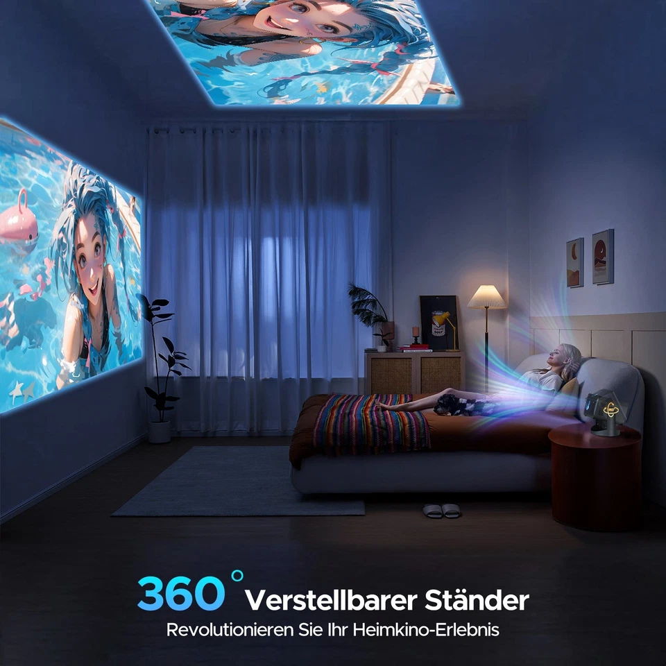 2025 NEU Mini Beamer FHD 4K Projektor LED WiFi 6 Bluetooth Android TV Heimkino - Bild 3 von 4