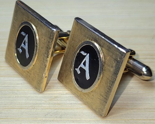 Gemelli SWANK Goldtone Initial A alti 3/4" buone condizioni  - Foto 3 di 6