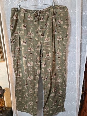 Cabela s Men s Size 2XLT Drawstring Flannel Heavy Lounge Pants Deer/Nature Print