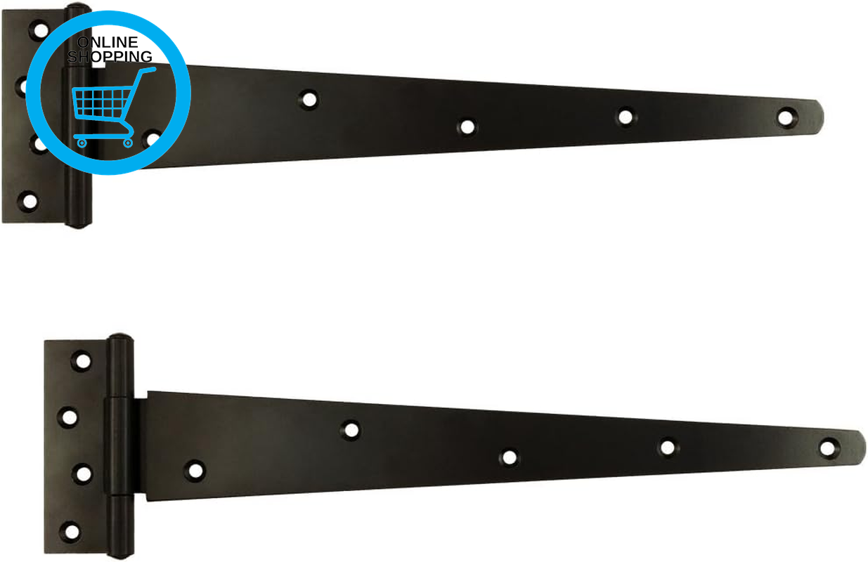 Pair of Heavy Duty Tee Hinge in Black - 400Mm (16"")
