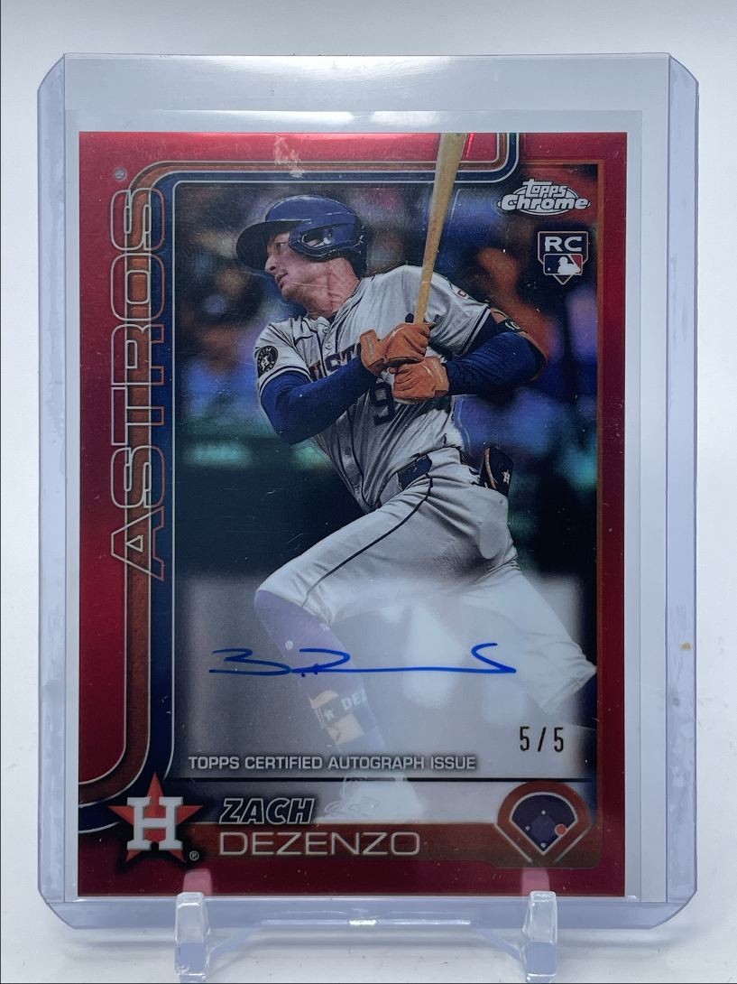 ZACH DEZENZO 2025 TOPPS CHROME ROOKIE TRUE RED REFRACTOR RC AUTO 5/5 Q5469