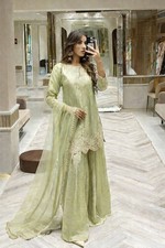 Attractive Party Wear Silk Kurta Palazzo With Dupatta For Women  Girls