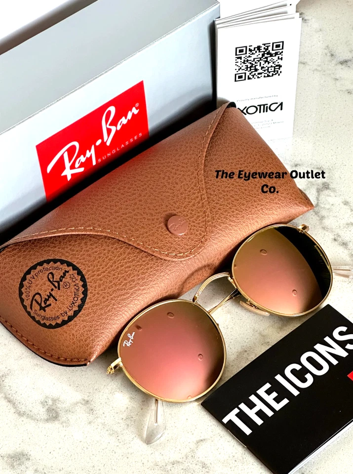 Store Display Rayban Round Metal RB3447 Pink Mirror Men / Women 50mm Ray Ban New - Image 4 of 4