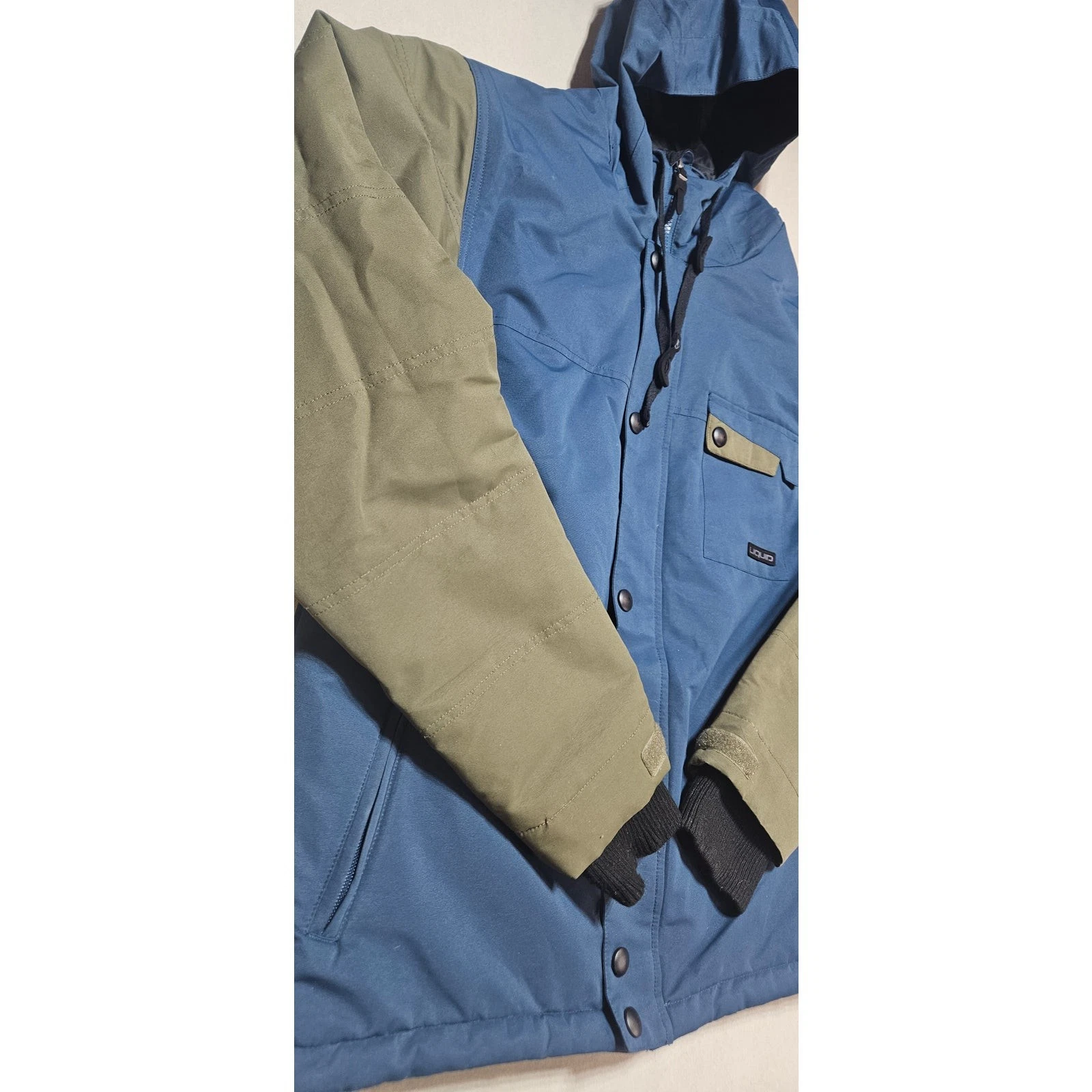 Liquid Mens M Blue Olive Snowboard Ski Jacket Hooded Insulated Winter Coat image 3