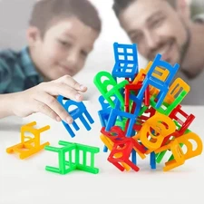Mini Folding Chair Balance Stacking Game Desktop Interactive Toy for Kids