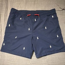 Polo Ralph Lauren Boy's Navy Blue Swim Shorts XL Embroidered Elastic Waist