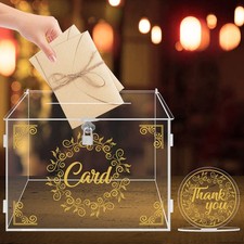 Transparent Clear Acrylic Wedding Card Box Lock Slot Money Cash Gift Holder