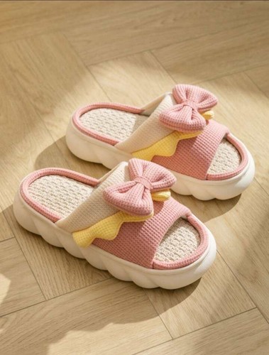 New Thick-Soled Cute Girls' Linen Slippers For Women, Four Seasons Anti-Skid - Picture 6 of 14