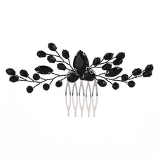 Hair Accessories for Women Bride Wedding Hair Comb Black Crystal Side Comb Brida