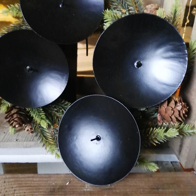 4 x 8.5cm Metall Adventskranzstecker 3er Dorn Schwarz Kerzenhalter Adventskranz