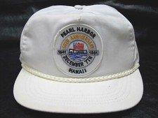 VTG 90s PEARL HARBOR 50TH ANNIVERSARY Patch Snapback Corded Hat Cap Made in USA