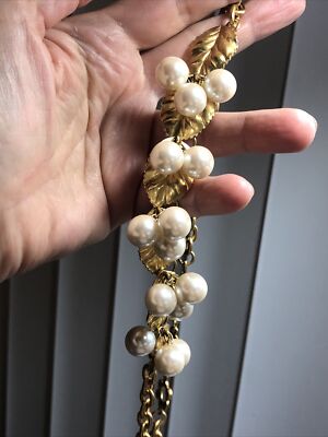 8. KENZO Gold Brushed tone BERRY Six Leaves Faux Pearl Dangle