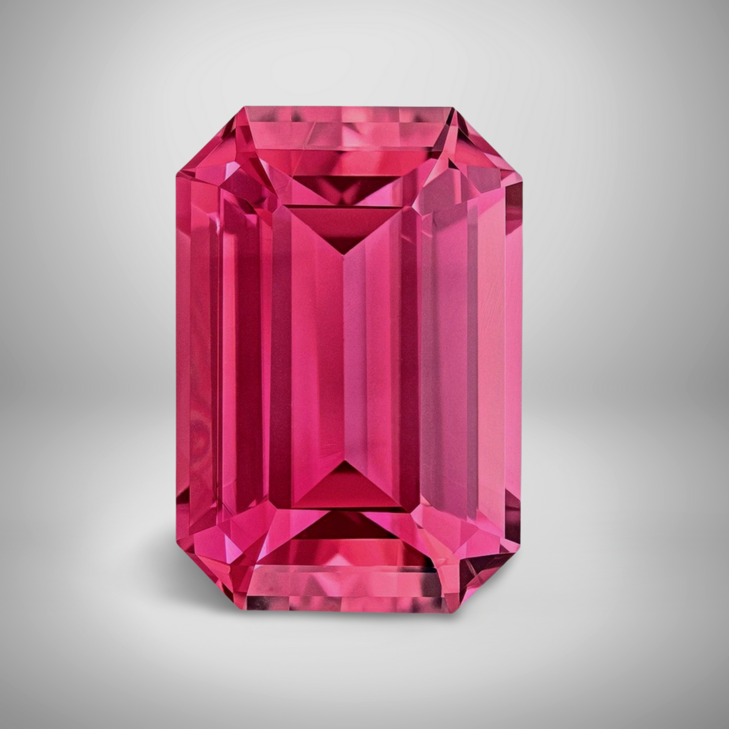 Vivid Pink Tourmaline Emerald Cut Loose Gemstone 2 Carats 9x7mm