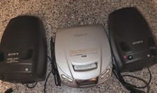 Sony Discman ESP2 Digital CD Player D-E200  2 Sony SRS-A21 Speaker System, EUC