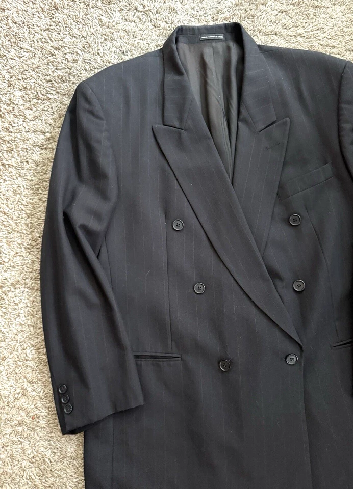 Terno vintage Pierre Balmain peito duplo 46L de comprimento - 33W x 31L lã preta Euc - Imagem 2 de 4