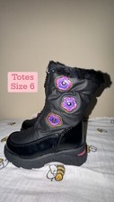 Totes Winter Waterproof Snow Boots Toddler Girls Black Purple Floral Size 6 New