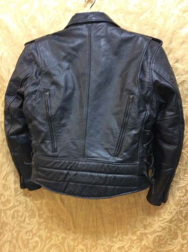 Leather Jacket S Black Motorcycle Biker Zip Out Liner X Element lace sides vents - Picture 3 of 16