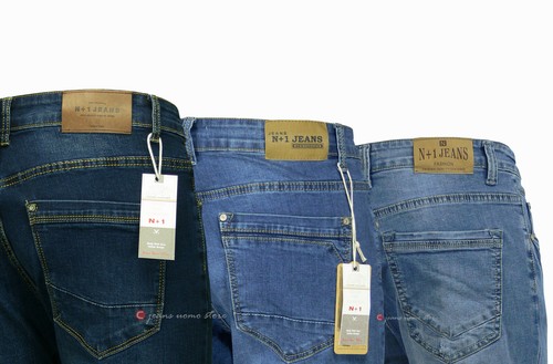 Jeans uomo cotone denim elastico stretch slim fit blu chiaro scuro tg da 44  a 64 | eBay
