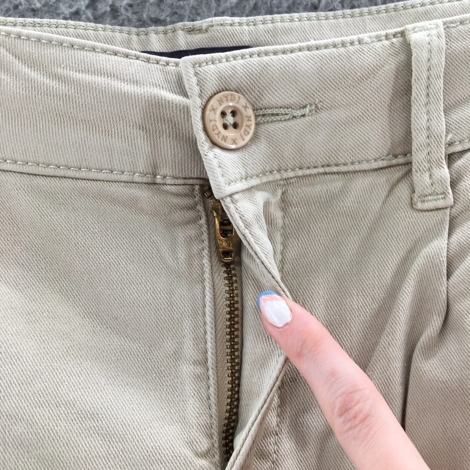 Pantalones capri NYDJ para mujer 2 (30x24 real) beige mezcla de algodón tiro alto cremallera mosca Foto 3 de 4
