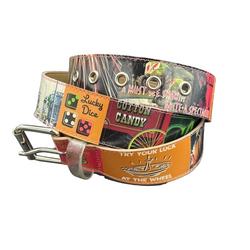 Fun Colorful Novelty Viva Las Vegas Belt XL 44" x 2.5" Wide Mens Vinyl